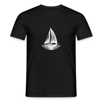 Schneidiges Segelboot auf Kurs in ruhigen Wellen - Männer T-Shirt - Schwarz - Vorne - AI Model Male 178 light (178cm)