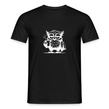 Lustige müde Comic Eule mit Kaffee Defizit - Männer T-Shirt - Schwarz - Vorne - AI Model Male 178 light (178cm)