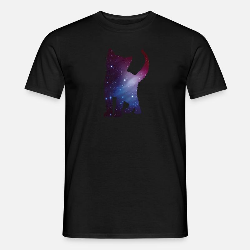Cat Kitten Silhouette Space Cat Space Gift - Men’s T-shirt - black