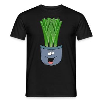 Pocket Leek Vegetable Teenage Teenager - Men's T-Shirt - black - Front - AI Model Male 178 light (178cm)