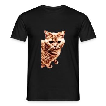 Chat British Shorthair - T-shirt homme - noir - Devant - AI Model Male 178 light (178cm)