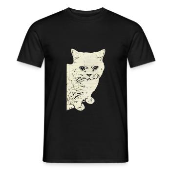 britisch Kurzhaar Katze Katze schwarz Katzen - Männer T-Shirt - Schwarz - Vorne - AI Model Male 178 light (178cm)