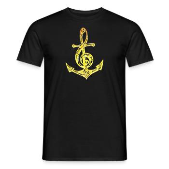 Anker Notenschlüssel Noten Musik Meer Segeln Chor - Männer T-Shirt - Schwarz - Vorne - AI Model Male 178 light (178cm)
