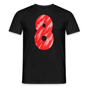 8 Rot Muster - Männer T-Shirt - Schwarz - Vorne - AI Model Male 178 light (178cm)
