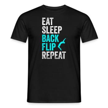 Eat Sleep Back Flip Repeat Shirt Gymnastic Tee - Männer T-Shirt - Schwarz - Vorne - AI Model Male 178 light (178cm)
