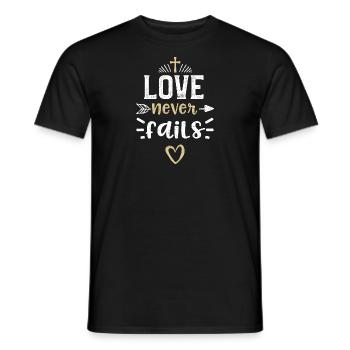 Love never fails - Jesus - Männer T-Shirt - Schwarz - Vorne - AI Model Male 178 light (178cm)