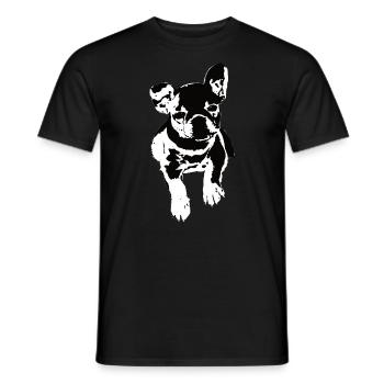 French Bulldog Portrait Black White - Men's T-Shirt - black - Front - AI Model Male 178 light (178cm)