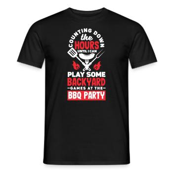 Je peux jouer à des jeux dans la cour arrière à la fête barbecue - T-shirt homme - noir - Devant - AI Model Male 178 light (178cm)