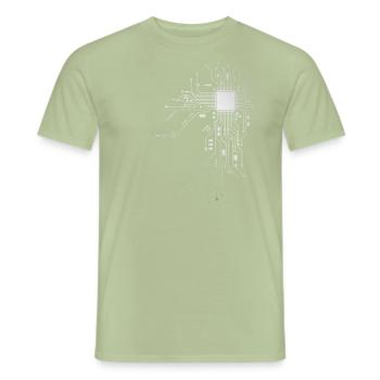 Conception de cœur de processeur pour les nerds de l’informatique et l’administration - T-shirt homme - vert sauge - Devant - AI Model Male 178 light (178cm)