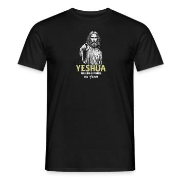 Yeshua – The King Is Coming Bold powerful Design - Men's T-Shirt - black - Front - AI Model Male 178 light (178cm)