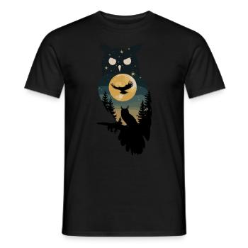 Niedliche Eule als Zauberer für einen Eulen Fans - Männer T-Shirt - Schwarz - Vorne - AI Model Male 178 light (178cm)