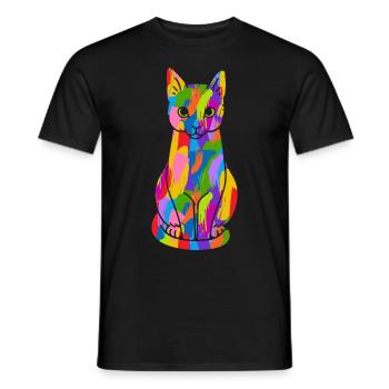 Cat Colorful - Men's T-Shirt - black - Front - AI Model Male 178 light (178cm)
