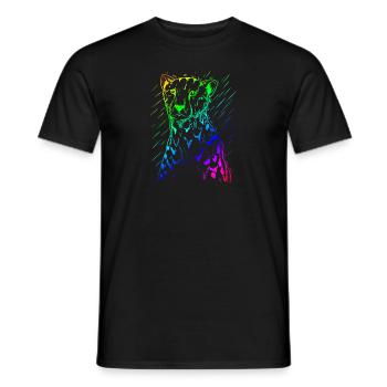 | guépard | prédateur | en cours d’exécution Afrique - T-shirt homme - noir - Devant - AI Model Male 178 light (178cm)