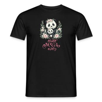 Best Mom Ever Panda Lover Floral Wreath I Mom - Männer T-Shirt - Schwarz - Vorne - AI Model Male 178 light (178cm)