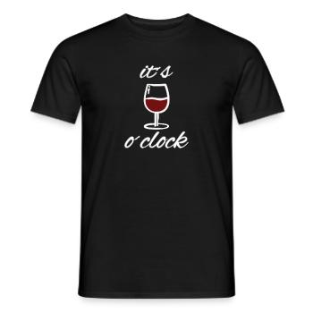Wine o'clock Lustiges Motiv mit Spruch Wein - Männer T-Shirt - Schwarz - Vorne - AI Model Male 178 light (178cm)