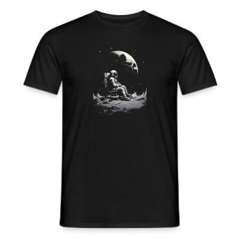Astronaut sitting on the moon - Men's T-Shirt - black - Front - AI Model Male 178 light (178cm)