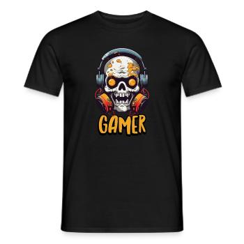 Gamer Skull - Men's T-Shirt - black - Front - AI Model Male 178 light (178cm)