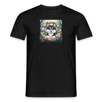 Niedliches Baby Alaska Malamute Blumen - Männer T-Shirt - Schwarz - Vorne - AI Model Male 178 light (178cm)