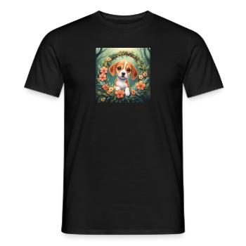 Mignon Kawaii bébé Beagle Floral - T-shirt homme - noir - Devant - AI Model Male 178 light (178cm)
