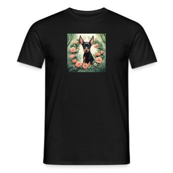 Niedlicher Kawaii Baby Dobermann Blumen - Männer T-Shirt - Schwarz - Vorne - AI Model Male 178 light (178cm)