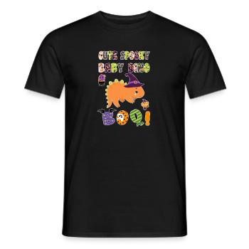 Cute Spooky Baby Dino Halloween Boo 5 - Men's T-Shirt - black - Front - AI Model Male 178 light (178cm)