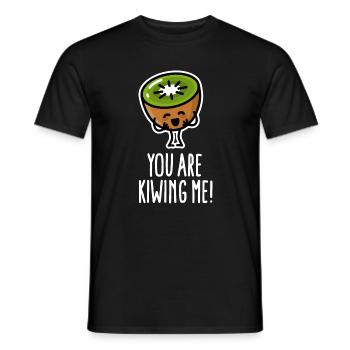 You are kiwing me cute kiwi Kawaii cartoon funny - Men's T-Shirt - black - Front - AI Model Male 178 light (178cm)