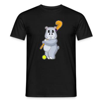 Hippopotamus Hockey sur gazon Stick - T-shirt homme - noir - Devant - AI Model Male 178 light (178cm)