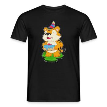 Gâteau d’anniversaire tigre - T-shirt homme - noir - Devant - AI Model Male 178 light (178cm)