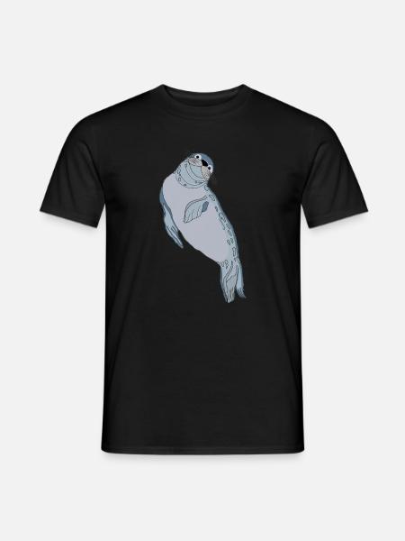 Robbe Seehund - Männer T-Shirt - Schwarz