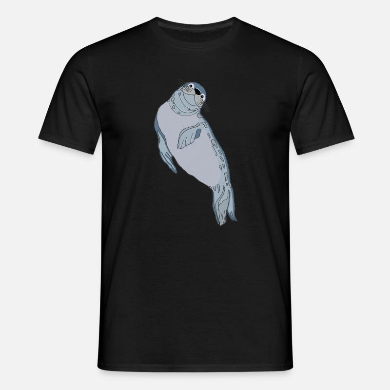 Robbe Seehund - Männer T-Shirt - Schwarz