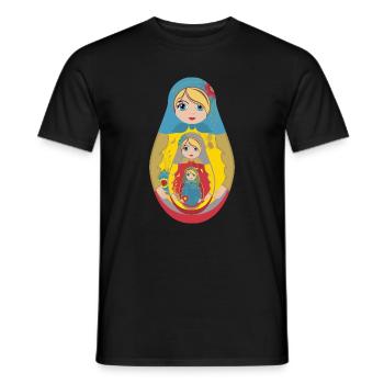 Poupée matriochka russe traditionnelle - T-shirt homme - noir - Devant - AI Model Male 178 light (178cm)
