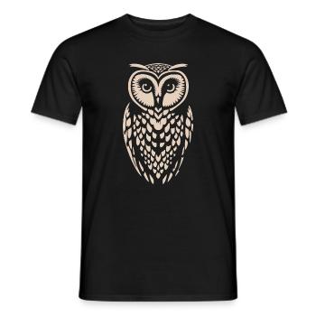Portrait de hibou en filigrane - T-shirt homme - noir - Devant - AI Model Male 178 light (178cm)