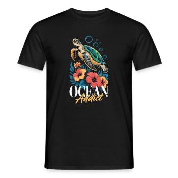 Sea Turtle Ocean Addict Design - T-shirt homme - noir - Devant - AI Model Male 178 light (178cm)
