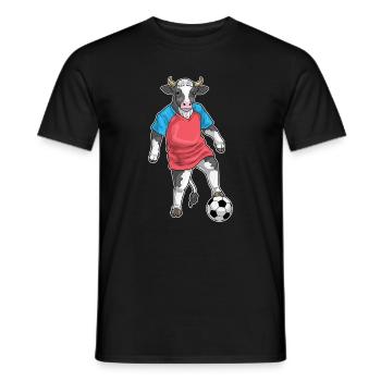 Cow Soccer Player Soccer Sports - Men's T-Shirt - black - Front - AI Model Male 178 light (178cm)