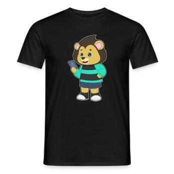 Löwe Smartphone - Männer T-Shirt - Schwarz - Vorne - AI Model Male 178 light (178cm)