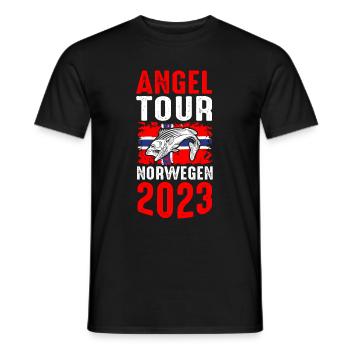 Angel Tour Norwegen 2023 Angelteam Flagge Fische F - Männer T-Shirt - Schwarz - Vorne - AI Model Male 178 light (178cm)