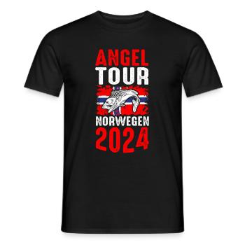 Angel Tour Norwegen 2024 Angelteam Flagge Fische F - Männer T-Shirt - Schwarz - Vorne - AI Model Male 178 light (178cm)