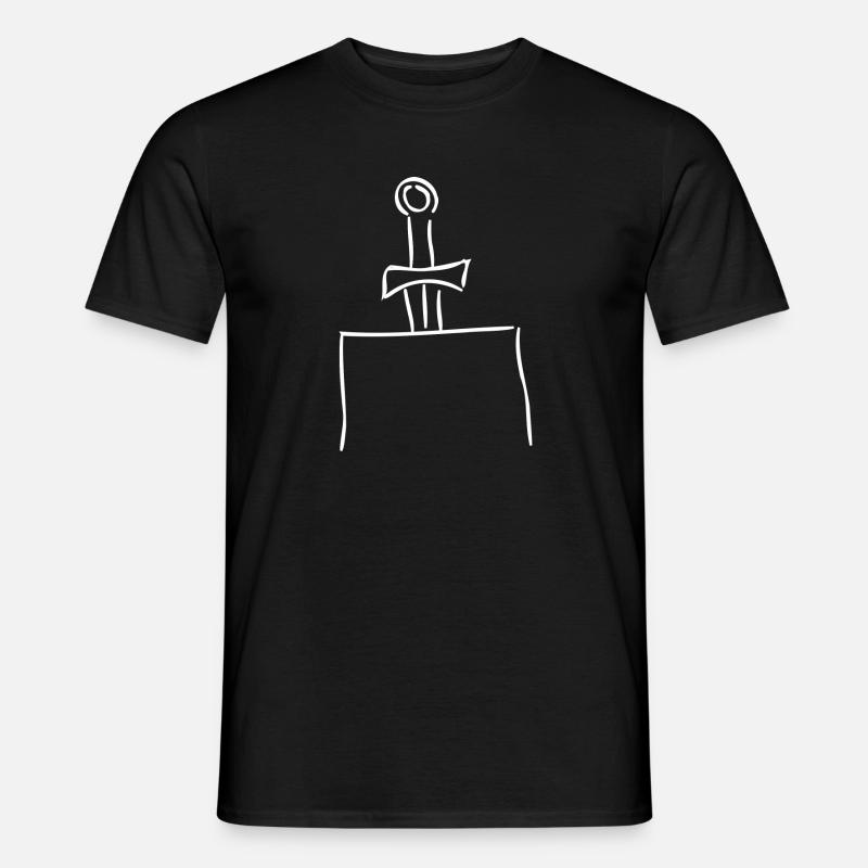 Excalibur, épée, pierre - blanc - T-shirt homme - noir