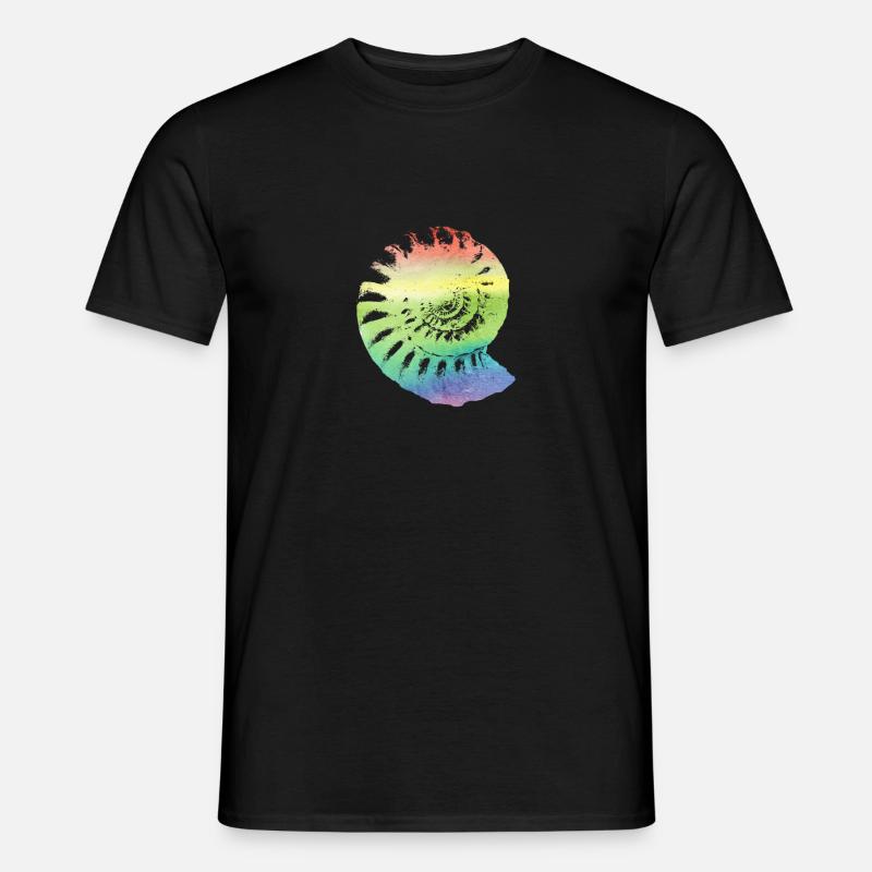 Fossil Ammonit in regenbogenfarben Geschenk - Männer T-Shirt - Schwarz