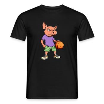 Schweine Basketball / Basketballerin Schwein - Männer T-Shirt - Schwarz - Vorne - AI Model Male 178 light (178cm)