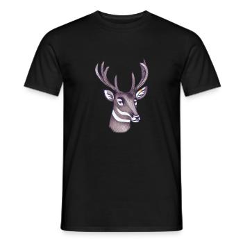 Hirschkopf im Herbst Hirsch Geweih Bock Reh Kitz 7 - Männer T-Shirt - Schwarz - Vorne - AI Model Male 178 light (178cm)