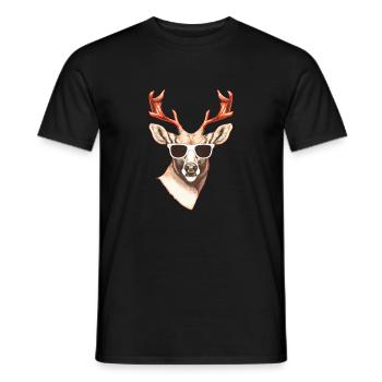Rentier mit Sonnenbrille, Weihnachtsshirt, Winter - Männer T-Shirt - Schwarz - Vorne - AI Model Male 178 light (178cm)