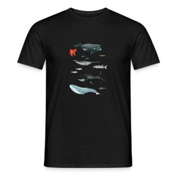 Motifs avec les baleines et les poissons / monde sous-marin - T-shirt homme - noir - Devant - AI Model Male 178 light (178cm)