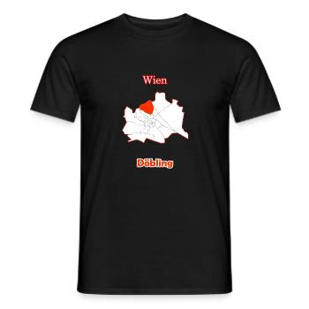 Bezirke Döbling Karte mit Wien Stadtkarte - Männer T-Shirt - Schwarz - Vorne - AI Model Male 178 light (178cm)