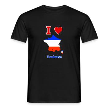 Frankreichkarte Flagge mit der Stadt Toulouse - Männer T-Shirt - Schwarz - Vorne - AI Model Male 178 light (178cm)