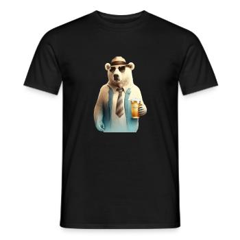 Cool polar bear with sunglasses and beer - Men's T-Shirt - black - Front - AI Model Male 178 light (178cm)