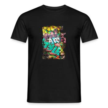 Graffiti style Splash hip hop colors painter color - Men's T-Shirt - black - Front - AI Model Male 178 light (178cm)