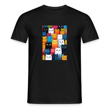 cat pattern - T-shirt homme - noir - Devant - AI Model Male 178 light (178cm)