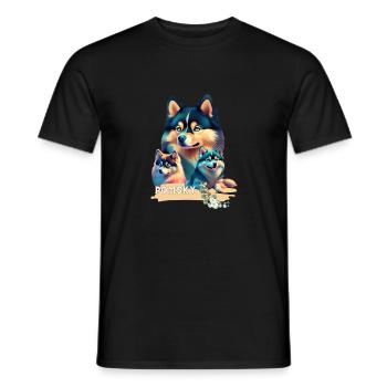 Pomsky Motivauf Bekleidung und Accessoires - Männer T-Shirt - Schwarz - Vorne - AI Model Male 178 light (178cm)