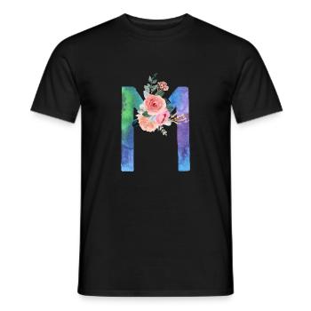 Lettre m watercolor - T-shirt homme - noir - Devant - AI Model Male 178 light (178cm)
